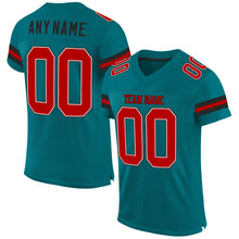 Load image into Gallery viewer, Custom Teal Red-Black Mesh Authentic Football Jersey
