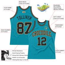 Загрузить изображение в средство просмотра галереи, Custom Teal Black-Old Gold Authentic Throwback Basketball Jersey