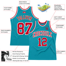 Загрузить изображение в средство просмотра галереи, Custom Teal Red-White Authentic Throwback Basketball Jersey