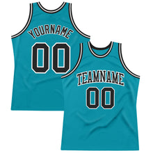 Загрузить изображение в средство просмотра галереи, Custom Teal Black-White Authentic Throwback Basketball Jersey