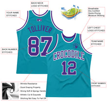 Загрузить изображение в средство просмотра галереи, Custom Teal Purple-White Authentic Throwback Basketball Jersey