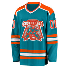 Charger l'image dans la galerie, Custom Teal Orange-White Hockey Jersey