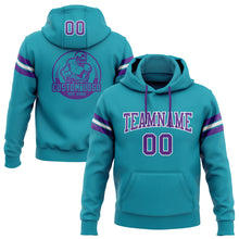 Load image into Gallery viewer, Custom Stitched Teal Purple-White Football Pullover Sweatshirt Hoodie
