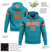 Load image into Gallery viewer, Custom Stitched Teal Orange-White Football Pullover Sweatshirt Hoodie
