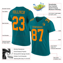 Laden Sie das Bild in den Galerie-Viewer, Custom Teal Bay Orange Mesh Authentic Football Jersey