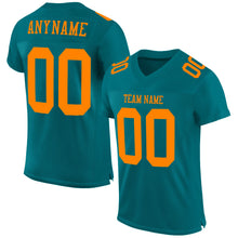 Laden Sie das Bild in den Galerie-Viewer, Custom Teal Bay Orange Mesh Authentic Football Jersey