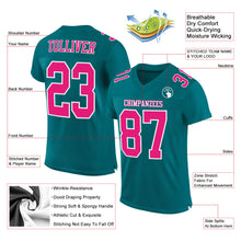 Laden Sie das Bild in den Galerie-Viewer, Custom Teal Hot Pink-White Mesh Authentic Football Jersey