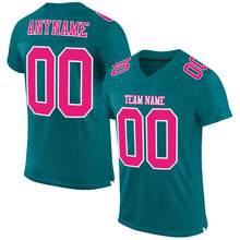 Laden Sie das Bild in den Galerie-Viewer, Custom Teal Hot Pink-White Mesh Authentic Football Jersey