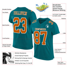 Laden Sie das Bild in den Galerie-Viewer, Custom Teal Texas Orange-White Mesh Authentic Football Jersey
