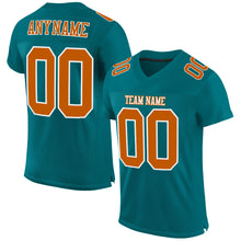 Laden Sie das Bild in den Galerie-Viewer, Custom Teal Texas Orange-White Mesh Authentic Football Jersey
