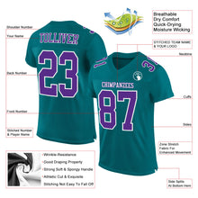 Laden Sie das Bild in den Galerie-Viewer, Custom Teal Purple-White Mesh Authentic Football Jersey