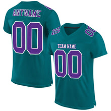 Laden Sie das Bild in den Galerie-Viewer, Custom Teal Purple-White Mesh Authentic Football Jersey