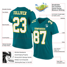 Charger l'image dans la galerie, Custom Teal White-Gold Mesh Authentic Football Jersey