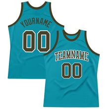 Загрузить изображение в средство просмотра галереи, Custom Teal Olive-White Authentic Throwback Basketball Jersey