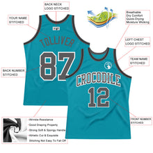 Загрузить изображение в средство просмотра галереи, Custom Teal Steel Gray-Black Authentic Throwback Basketball Jersey