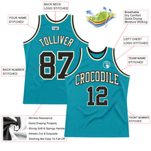 Загрузить изображение в средство просмотра галереи, Custom Teal Black-Cream Authentic Throwback Basketball Jersey