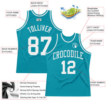 Загрузить изображение в средство просмотра галереи, Custom Teal White Authentic Throwback Basketball Jersey