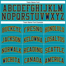 Load image into Gallery viewer, Custom Teal Navy-Gold Authentic Throwback Basketball Jersey