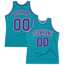 Загрузить изображение в средство просмотра галереи, Custom Teal Purple-Gray Authentic Throwback Basketball Jersey