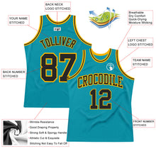 Загрузить изображение в средство просмотра галереи, Custom Teal Black-Gold Authentic Throwback Basketball Jersey