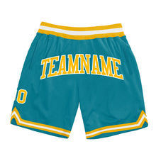 Загрузить изображение в средство просмотра галереи, Custom Teal Gold-White Authentic Throwback Basketball Shorts