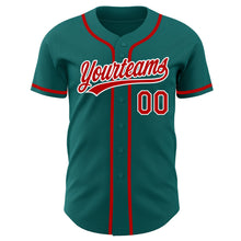 Загрузить изображение в средство просмотра галереи, Custom Teal Red-White Authentic Baseball Jersey