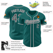 Load image into Gallery viewer, Custom Teal Steel Gray-White Authentic Baseball Jersey