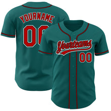 Загрузить изображение в средство просмотра галереи, Custom Teal Red-Black Authentic Baseball Jersey