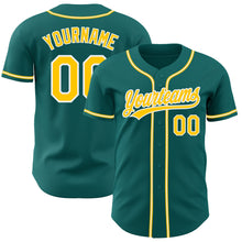 Загрузить изображение в средство просмотра галереи, Custom Teal Gold-White Authentic Baseball Jersey
