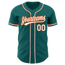 Load image into Gallery viewer, Custom Teal White-Orange Authentic Baseball Jersey