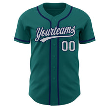 Charger l'image dans la galerie, Custom Teal Gray-Navy Authentic Baseball Jersey