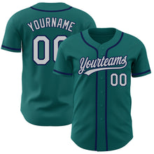 Charger l'image dans la galerie, Custom Teal Gray-Navy Authentic Baseball Jersey