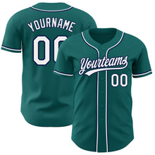 Charger l'image dans la galerie, Custom Teal White-Navy Authentic Baseball Jersey