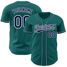Загрузить изображение в средство просмотра галереи, Custom Teal Navy-White Authentic Baseball Jersey