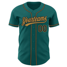Загрузить изображение в средство просмотра галереи, Custom Teal Black-Old Gold Authentic Baseball Jersey