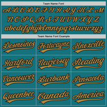 Загрузить изображение в средство просмотра галереи, Custom Teal Black-Old Gold Authentic Baseball Jersey