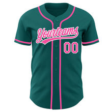 Load image into Gallery viewer, Custom Teal Pink-White Authentic Baseball Jersey