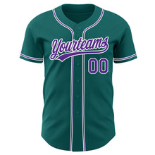 Load image into Gallery viewer, Custom Teal Purple-White Authentic Baseball Jersey
