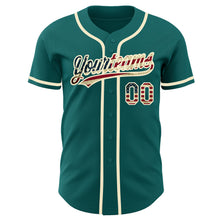 Load image into Gallery viewer, Custom Teal Vintage USA Flag-Cream Authentic Baseball Jersey