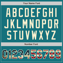 Load image into Gallery viewer, Custom Teal Vintage USA Flag-Cream Authentic Baseball Jersey