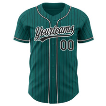 Загрузить изображение в средство просмотра галереи, Custom Teal Black Pinstripe Black-White Authentic Baseball Jersey