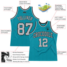 Загрузить изображение в средство просмотра галереи, Custom Teal Black Pinstripe Gray Authentic Basketball Jersey