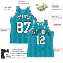 Загрузить изображение в средство просмотра галереи, Custom Teal White Pinstripe White-Black Authentic Basketball Jersey