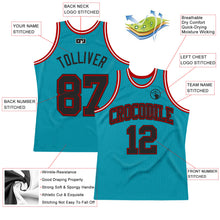 Загрузить изображение в средство просмотра галереи, Custom Teal Black-Red Authentic Throwback Basketball Jersey