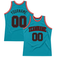 Загрузить изображение в средство просмотра галереи, Custom Teal Black-Red Authentic Throwback Basketball Jersey