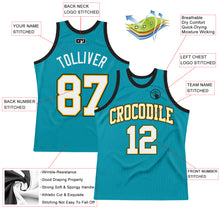 Загрузить изображение в средство просмотра галереи, Custom Teal White Gold-Black Authentic Throwback Basketball Jersey
