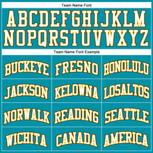 Загрузить изображение в средство просмотра галереи, Custom Teal White Gold-Black Authentic Throwback Basketball Jersey