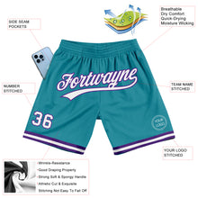 Загрузить изображение в средство просмотра галереи, Custom Teal White-Purple Authentic Throwback Basketball Shorts