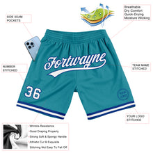 Загрузить изображение в средство просмотра галереи, Custom Teal White-Royal Authentic Throwback Basketball Shorts