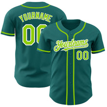 Загрузить изображение в средство просмотра галереи, Custom Teal Neon Green-White Authentic Baseball Jersey